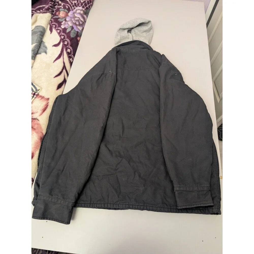 Dickies TJ203 Hooded Duck Quilted Shirt Jacket Black Mens 2XL Flannel Lined Work